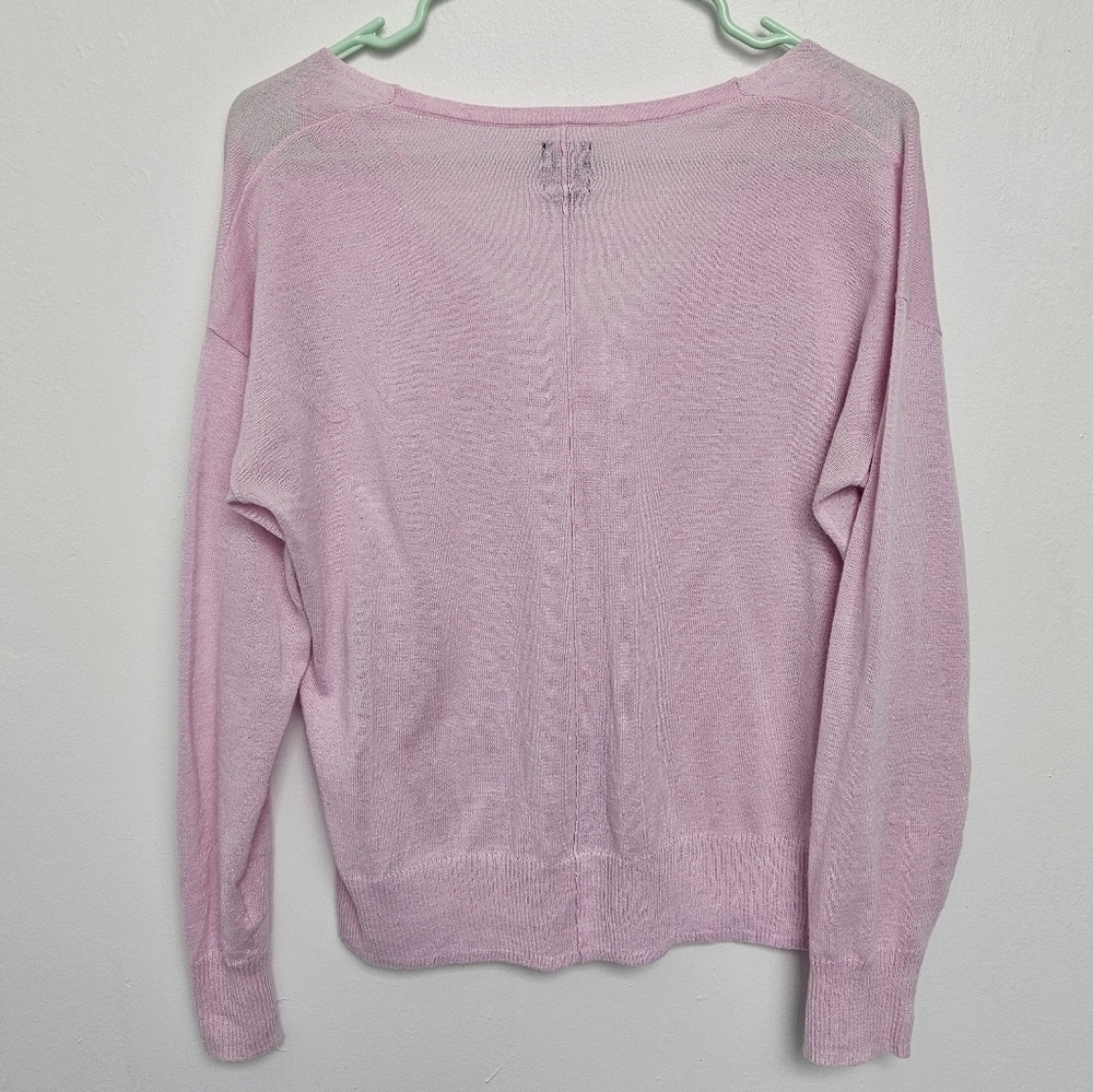 Gap Sz XS Cotton & Lenin Blend Women's Pink V-Neck Sweater - Picture 7 of 7